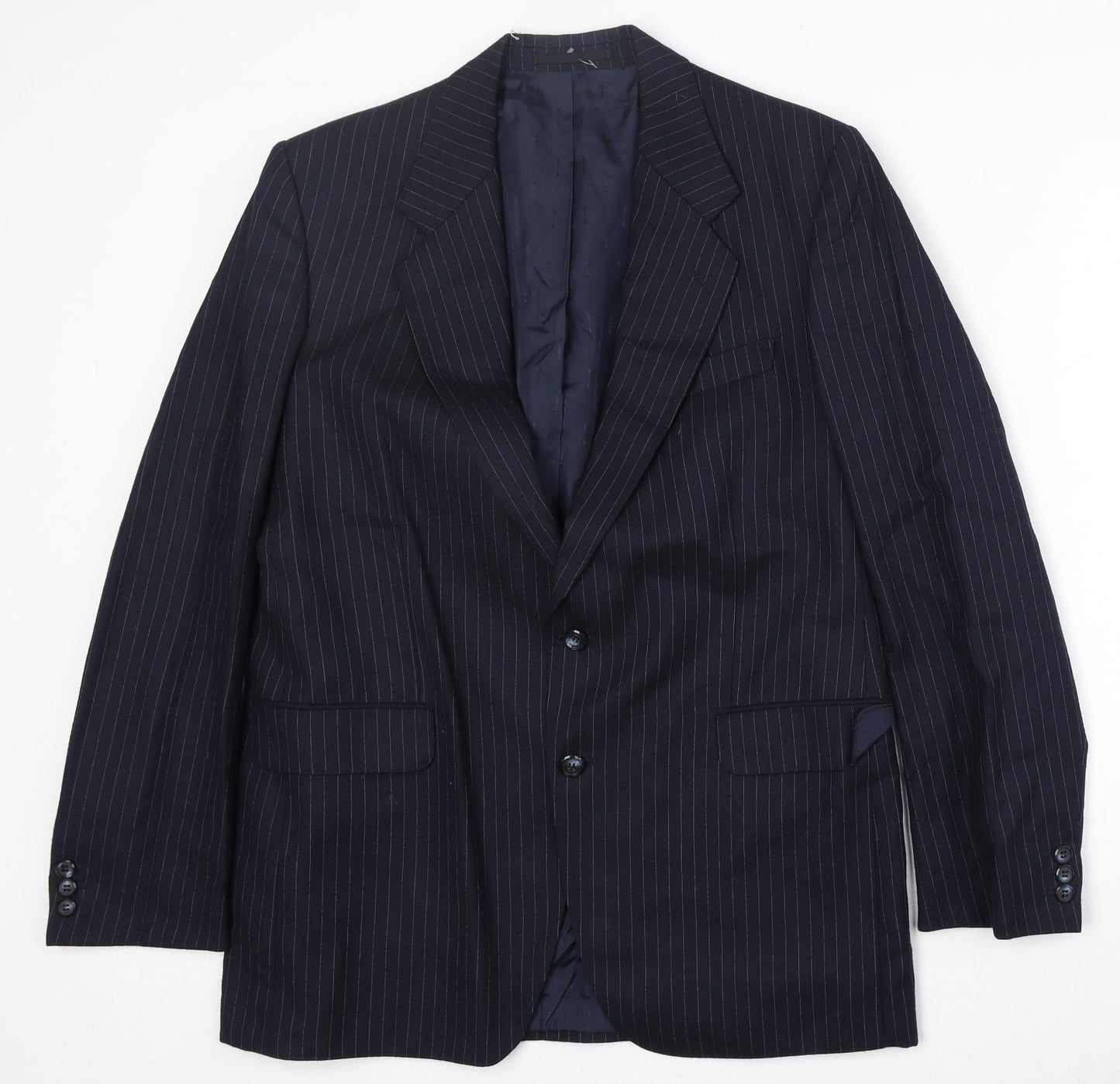 Meurice Mens Blue Striped Polyester Jacket Suit Jacket Size 42 Regular