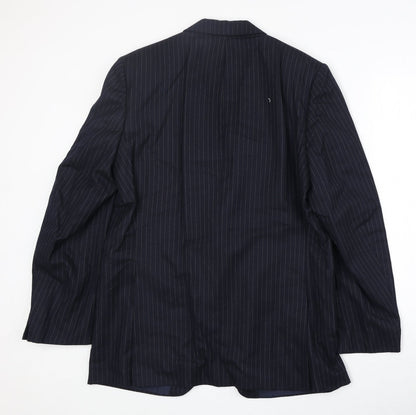 Meurice Mens Blue Striped Polyester Jacket Suit Jacket Size 42 Regular