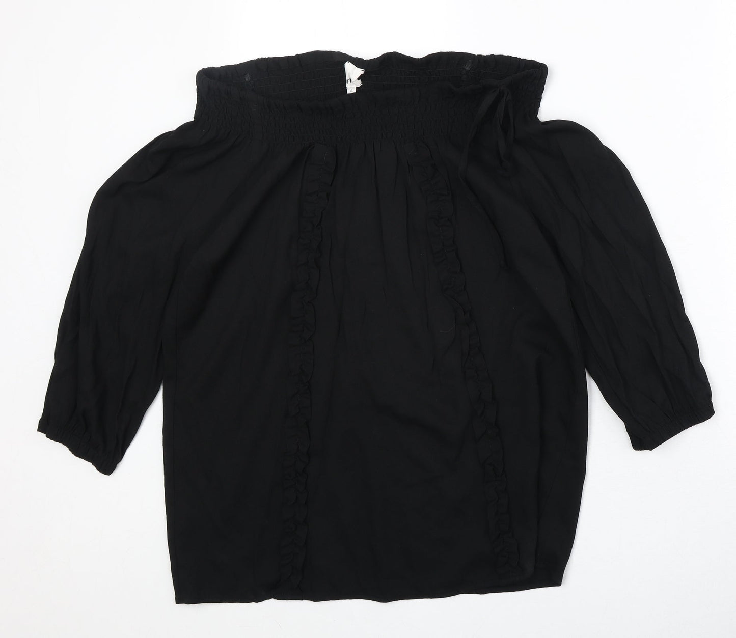 N.1 Womens Black Viscose Basic Blouse Size S Off the Shoulder
