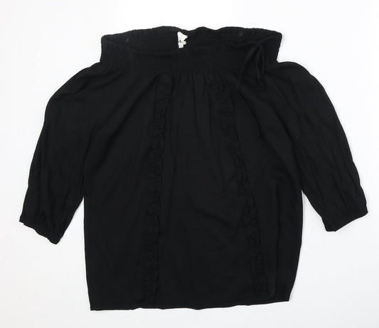 N.1 Womens Black Viscose Basic Blouse Size S Off the Shoulder
