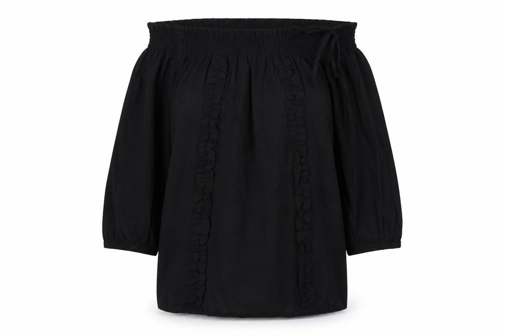 N.1 Womens Black Viscose Basic Blouse Size S Off the Shoulder