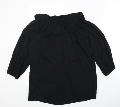 N.1 Womens Black Viscose Basic Blouse Size S Off the Shoulder