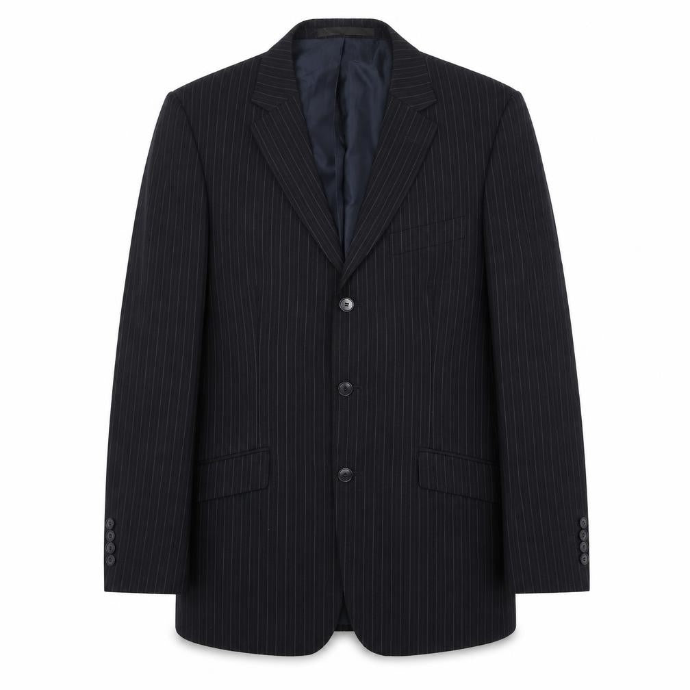 Marks & Spencer Mens Black Striped Polyester Jacket Suit Jacket Size 38 Regular - Pinstripe