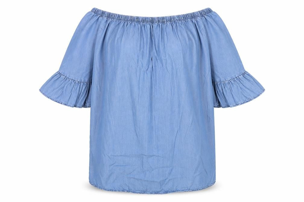 New Look Womens Blue Lyocell A-Line Size 12 Off the Shoulder Pullover