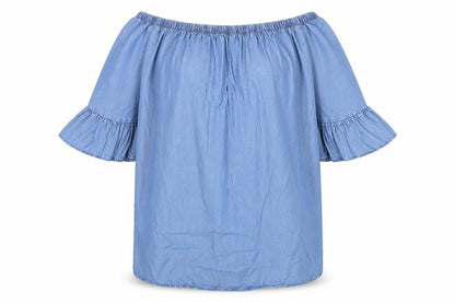 New Look Womens Blue Lyocell A-Line Size 12 Off the Shoulder Pullover