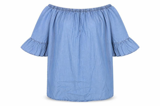 New Look Womens Blue Lyocell A-Line Size 12 Off the Shoulder Pullover