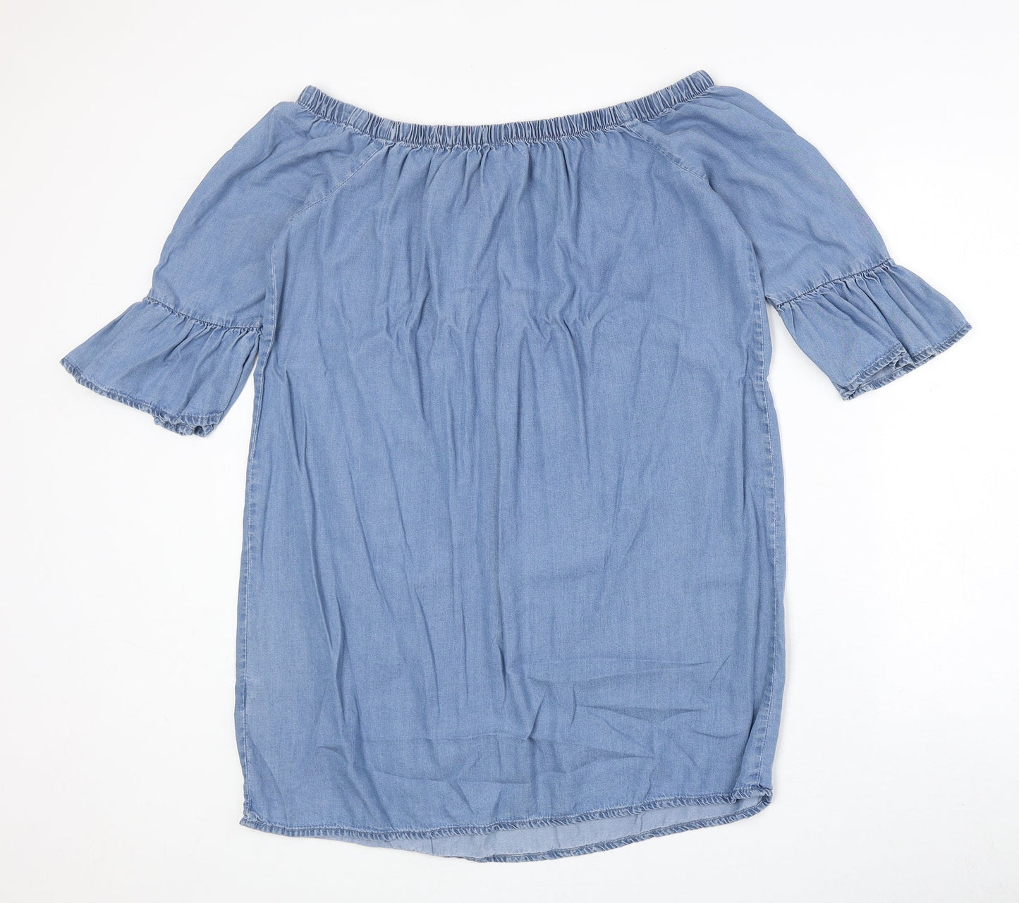 New Look Womens Blue Lyocell A-Line Size 12 Off the Shoulder Pullover