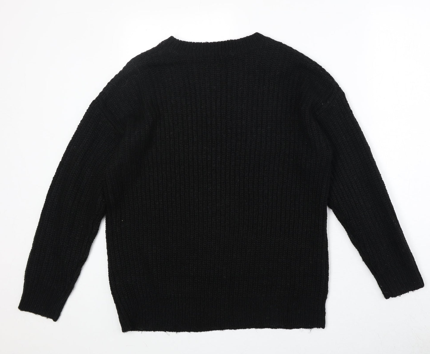 New Look Womens Black Round Neck Acrylic Pullover Jumper Size S