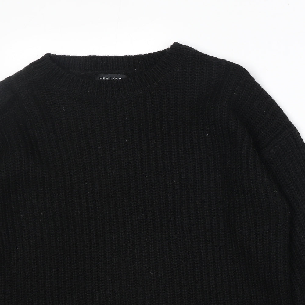 New Look Womens Black Round Neck Acrylic Pullover Jumper Size S