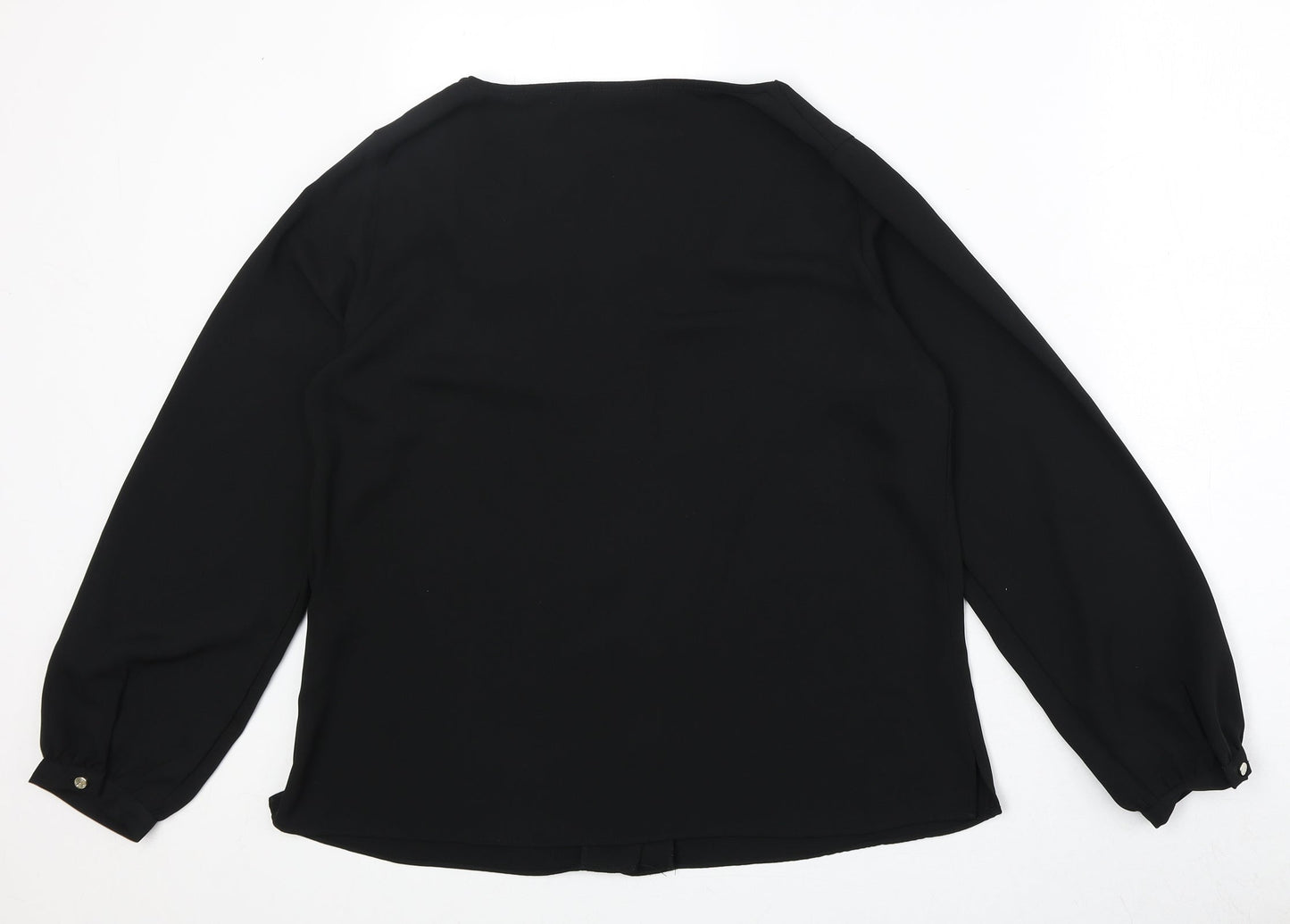 Wallis Womens Black Polyester Basic Button-Up Size 14 V-Neck