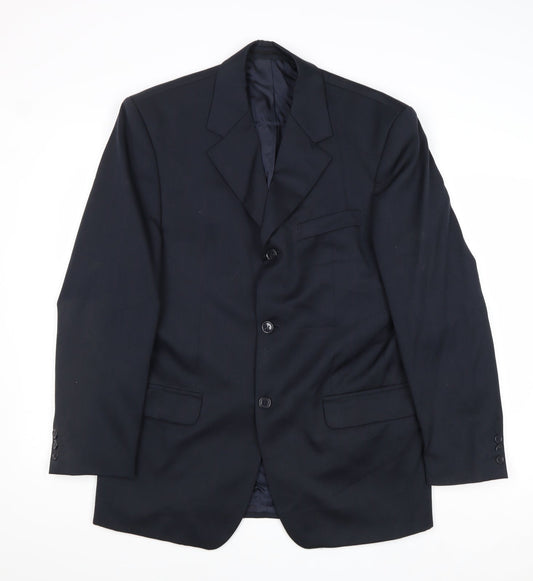 Horne Mens Blue Wool Jacket Suit Jacket Size 38 Regular