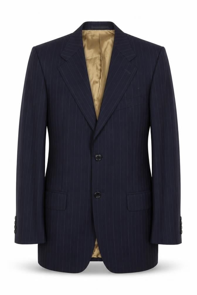 Racing Green Mens Blue Striped Wool Jacket Suit Jacket Size 36 Regular