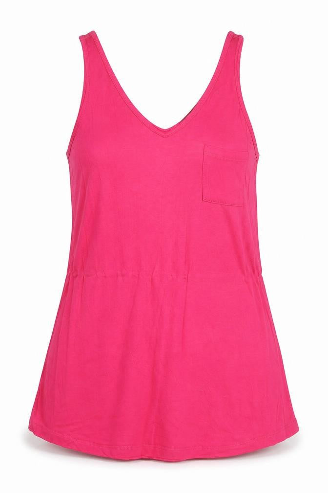 Warehouse Womens Pink Viscose Basic Tank Size 10 V-Neck