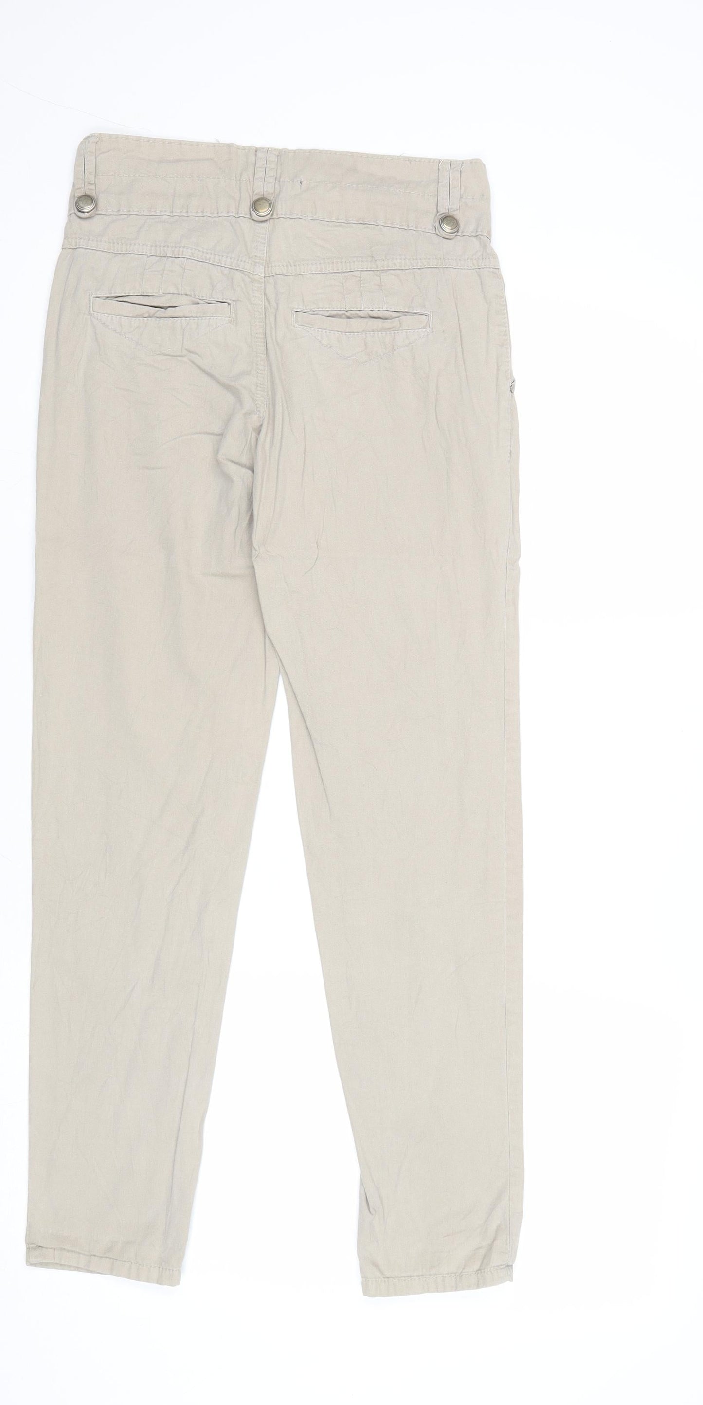 TALLY WEiJL Womens Beige Cotton Trousers Size 28 in Regular Zip