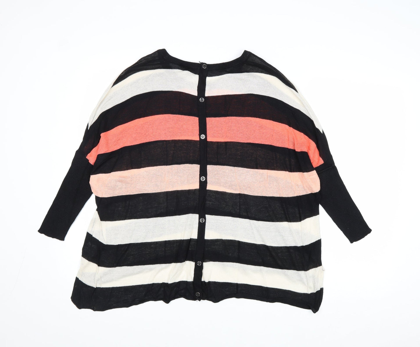 Warehouse Womens Multicoloured Boat Neck Striped Viscose Pullover Jumper Size 6