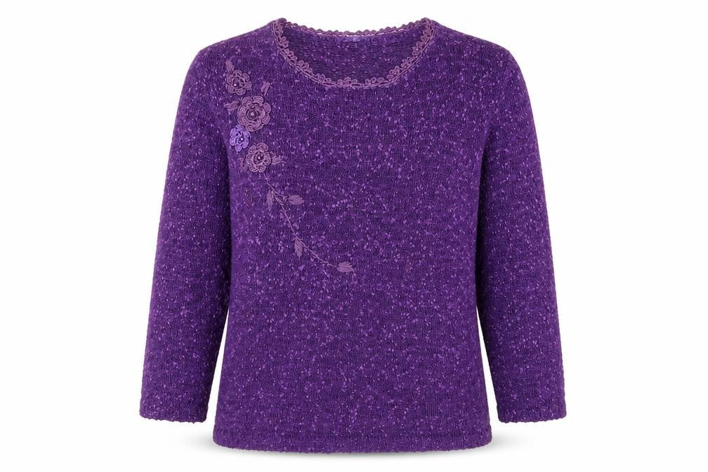 Autonomy Womens Purple Round Neck Polyester Pullover Jumper Size M - Size M-L