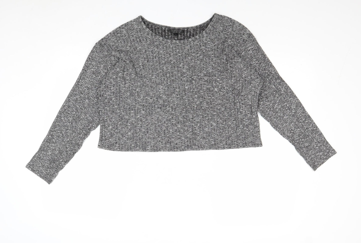 Topshop Womens Grey Round Neck Polyester Pullover Jumper Size 12