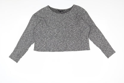 Topshop Womens Grey Round Neck Polyester Pullover Jumper Size 12