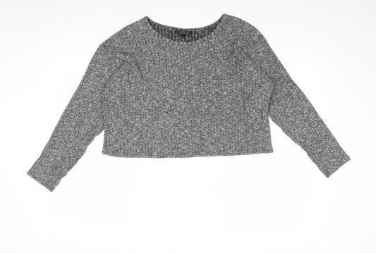 Topshop Womens Grey Round Neck Polyester Pullover Jumper Size 12