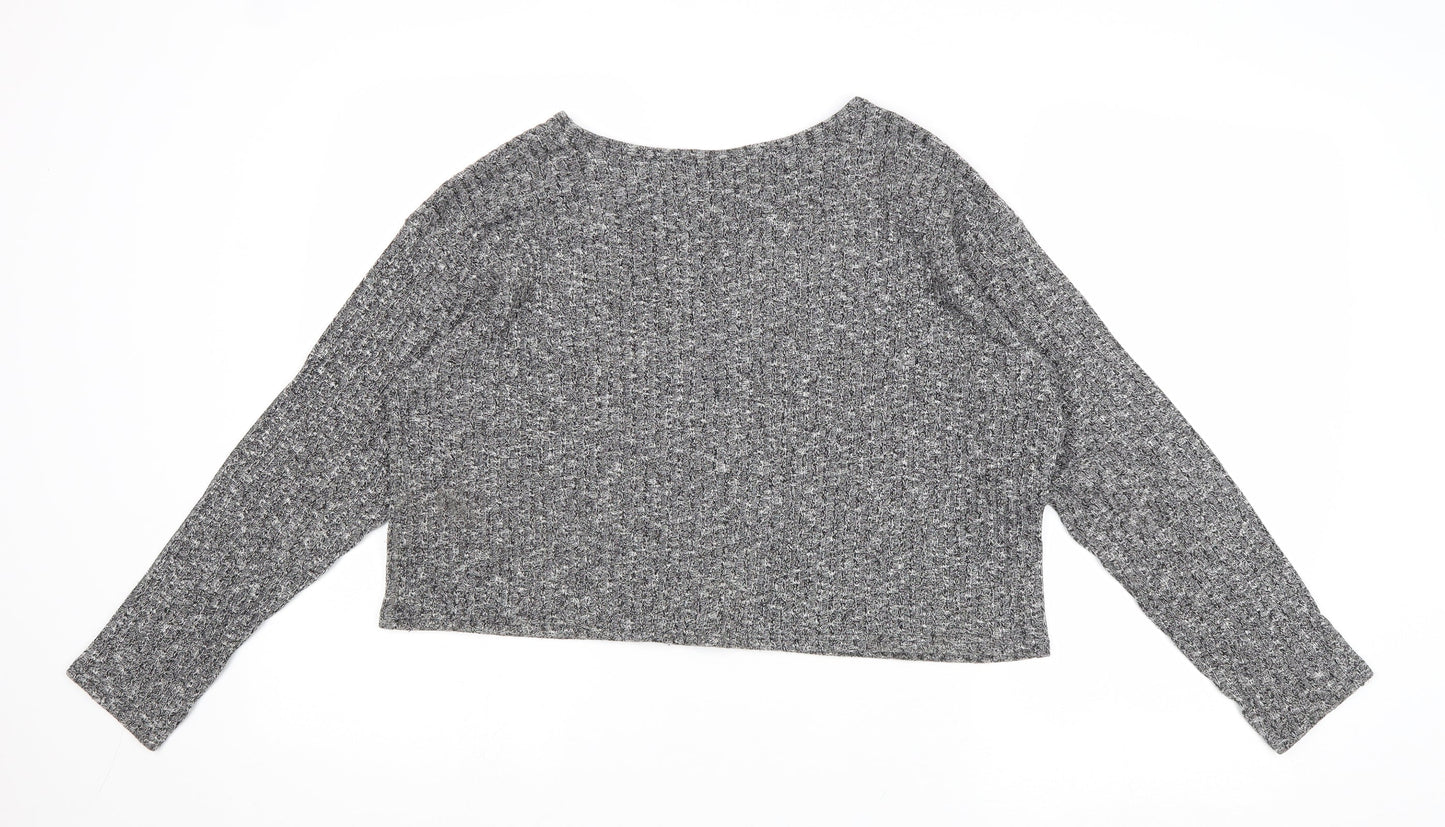 Topshop Womens Grey Round Neck Polyester Pullover Jumper Size 12