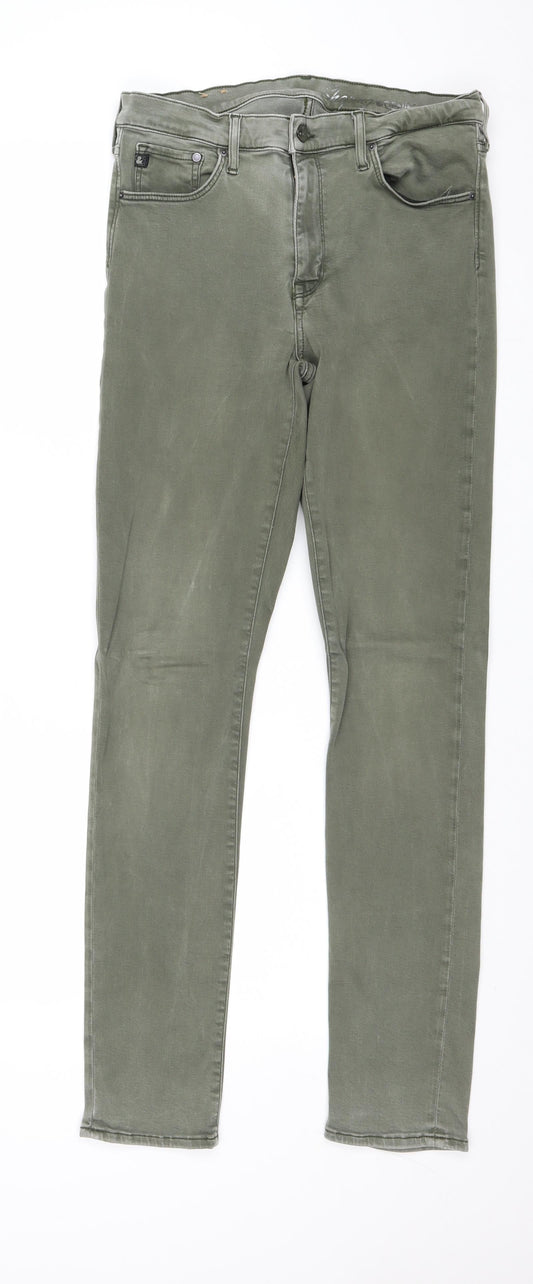H&M Womens Green Cotton Skinny Jeans Size 33 in Regular Zip