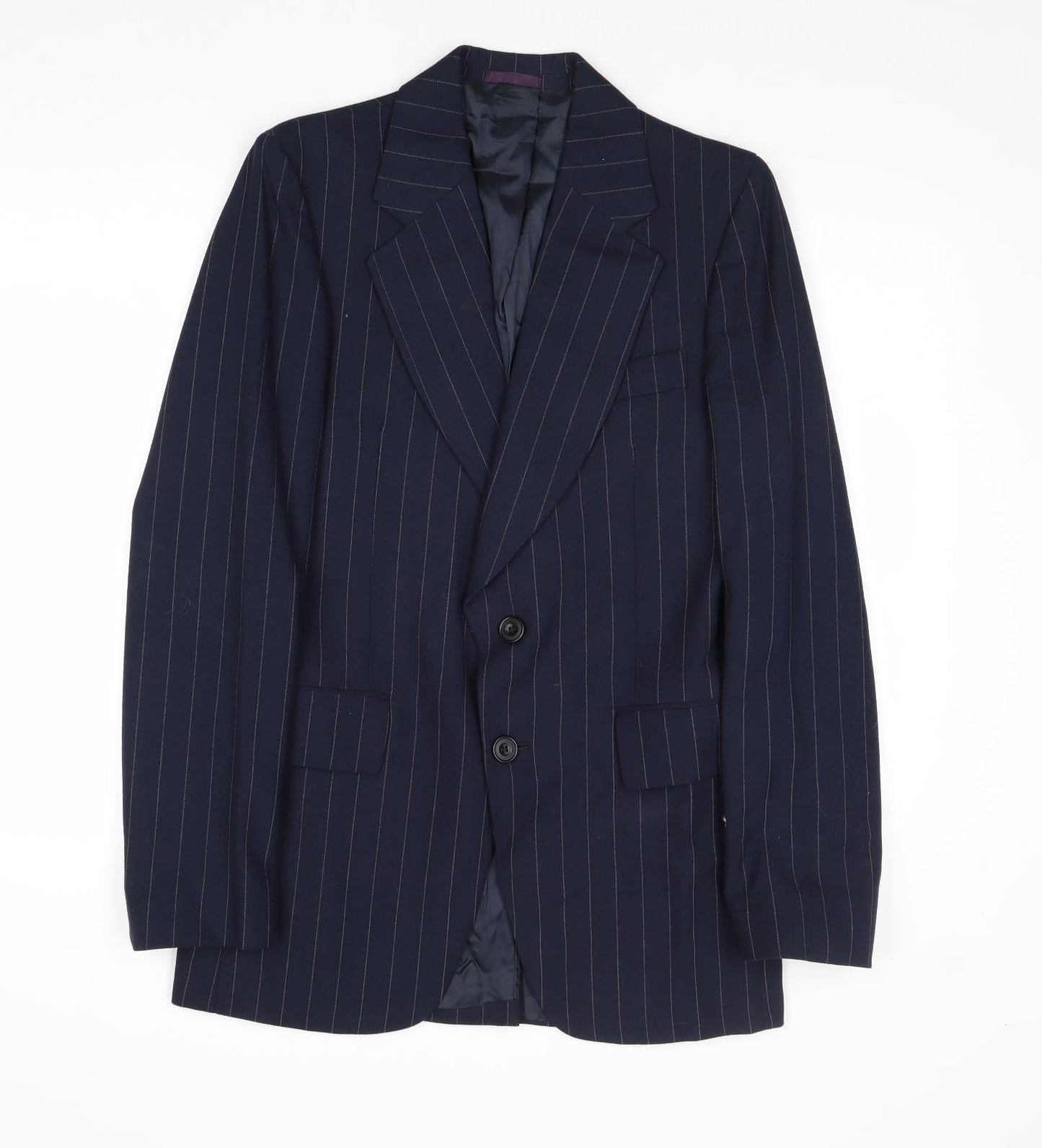 Mitchel Walker Mens Blue Striped Wool Jacket Suit Jacket Size 34 Regular