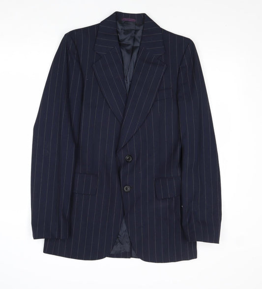Mitchel Walker Mens Blue Striped Wool Jacket Suit Jacket Size 34 Regular