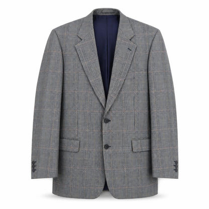 Hornes Mens Blue Plaid Wool Jacket Blazer Size 44 Regular