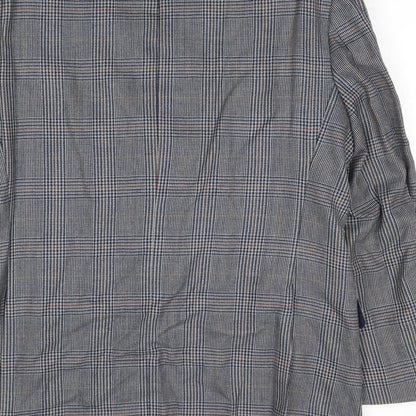 Hornes Mens Blue Plaid Wool Jacket Blazer Size 44 Regular