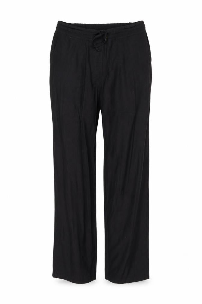 Anthology Womens Black Cotton Trousers Size 32 in Regular Drawstring