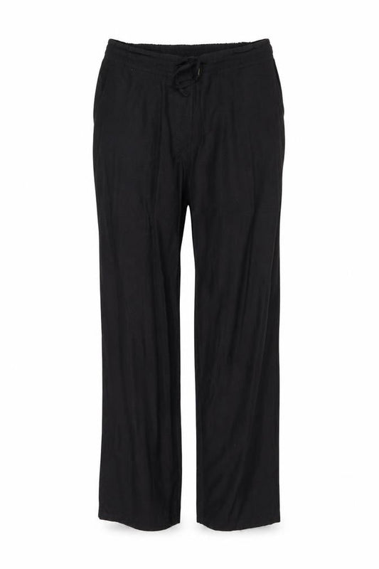 Anthology Womens Black Cotton Trousers Size 32 in Regular Drawstring