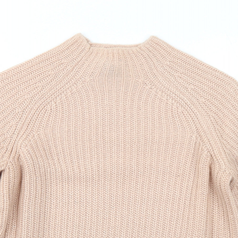 H&M Womens Pink Mock Neck Acrylic Pullover Jumper Size XS