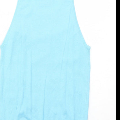 West One Womens Blue Acrylic Basic Tank Size 12 Round Neck
