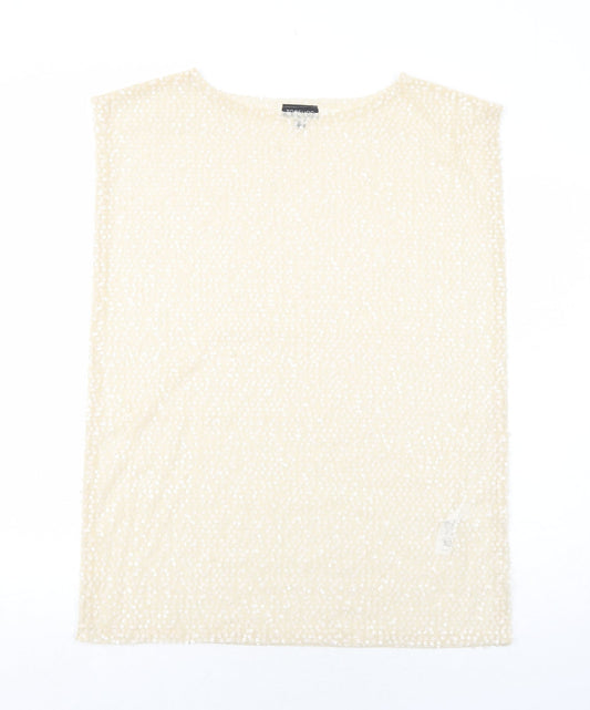 Topshop Womens Ivory Polyester Basic Tank Size 8 Round Neck