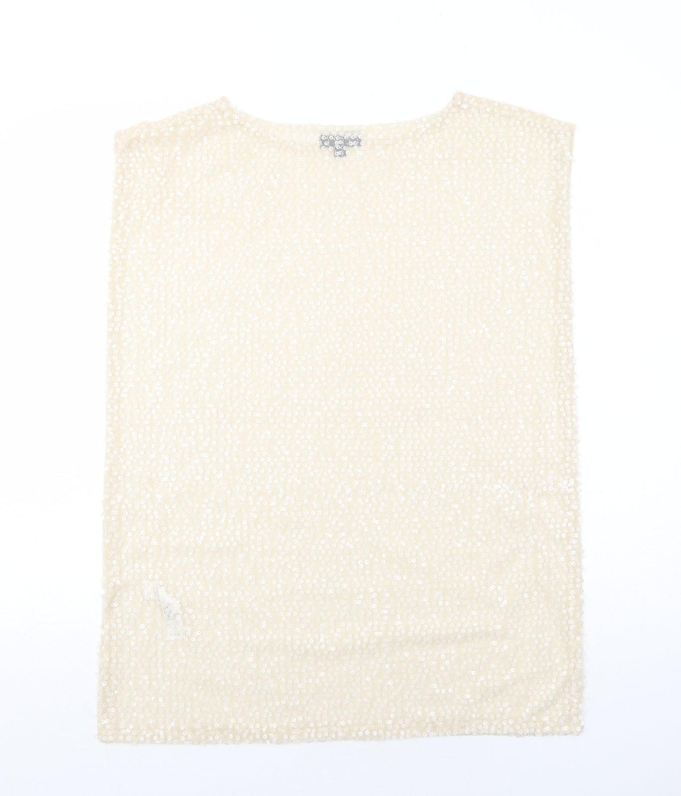 Topshop Womens Ivory Polyester Basic Tank Size 8 Round Neck