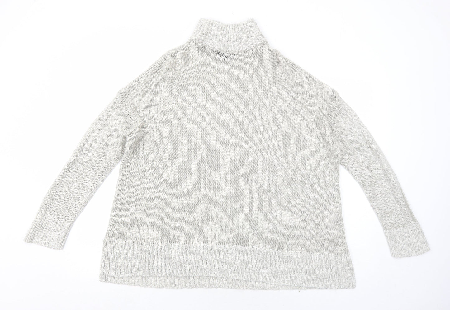 New Look Womens Grey High Neck Acrylic Pullover Jumper Size L