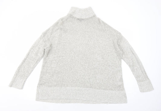 New Look Womens Grey High Neck Acrylic Pullover Jumper Size L