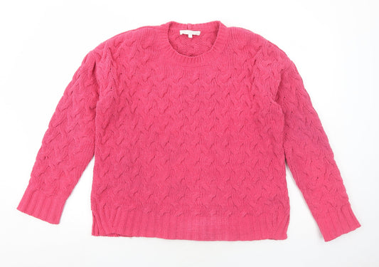 NEXT Womens Pink Round Neck Polyester Pullover Jumper Size S - Textured