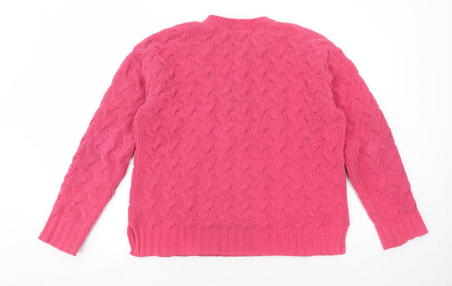 NEXT Womens Pink Round Neck Polyester Pullover Jumper Size S - Textured