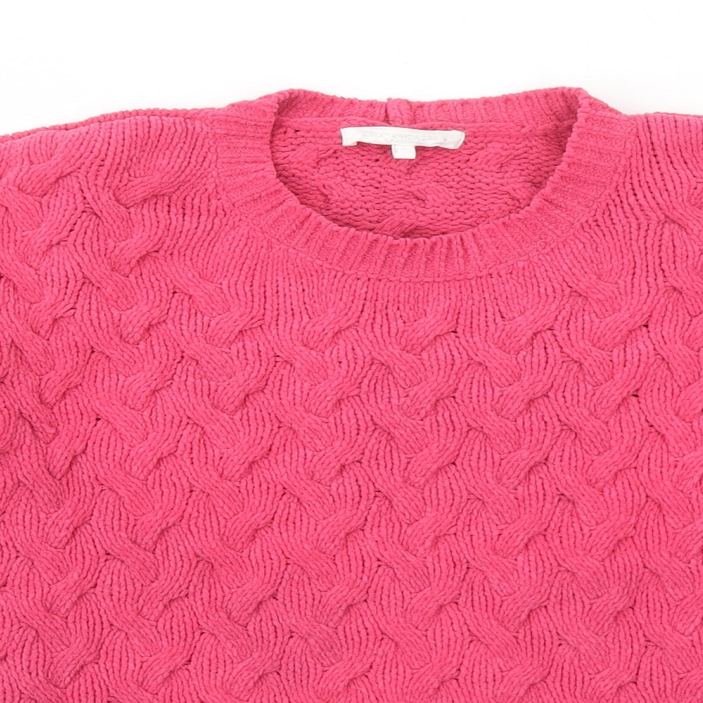 NEXT Womens Pink Round Neck Polyester Pullover Jumper Size S - Textured