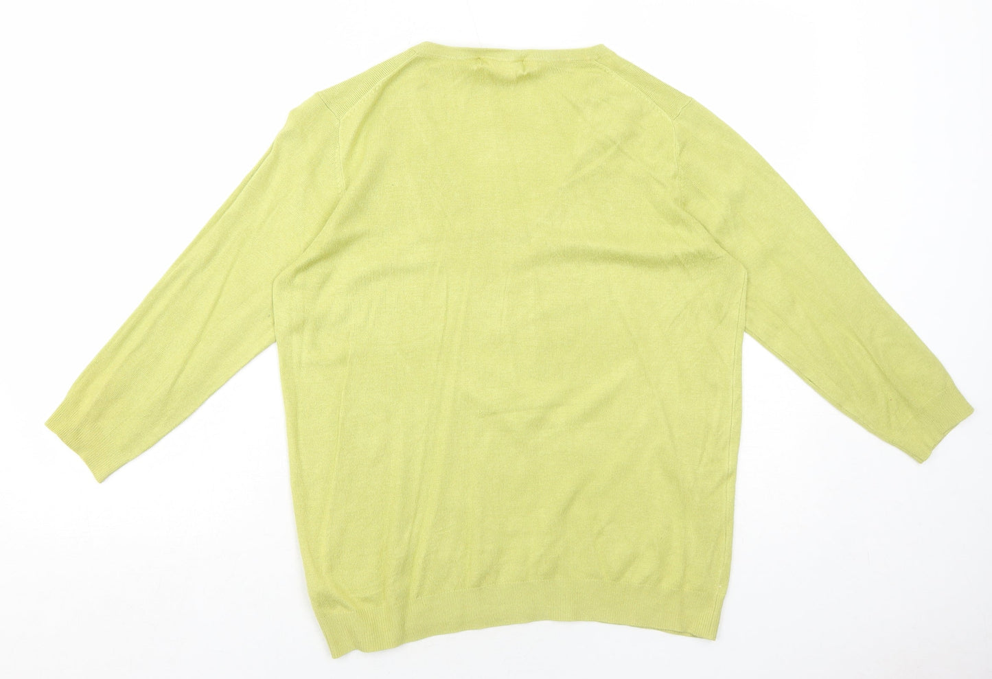 Marks and Spencer Womens Green V-Neck Viscose Pullover Jumper Size 12