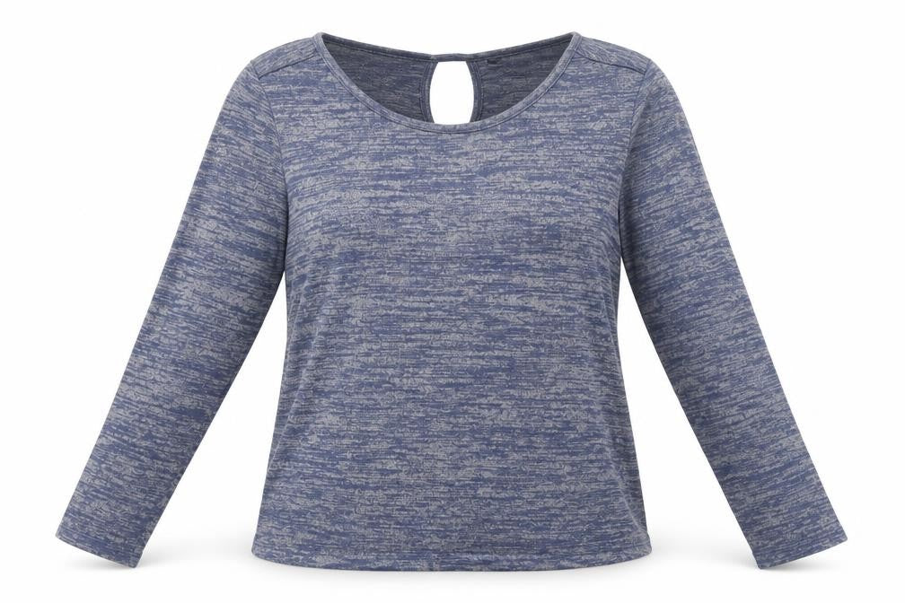 Mercer & Madison Womens Blue Geometric Polyester Basic Blouse Size L Round Neck