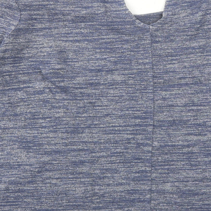 Mercer & Madison Womens Blue Geometric Polyester Basic Blouse Size L Round Neck