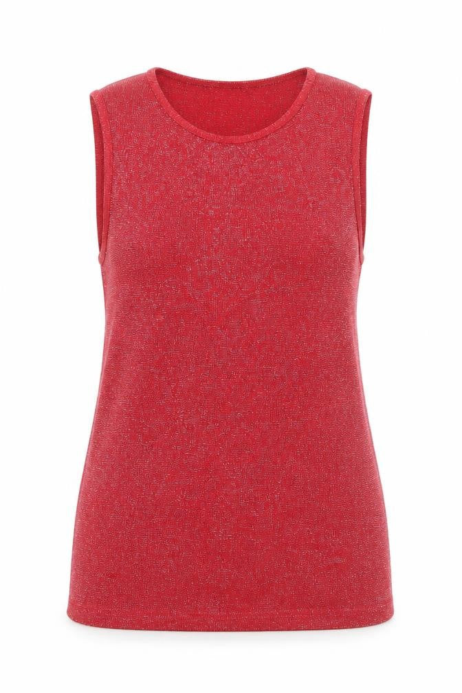 Evans Womens Red Viscose Basic Tank Size 14 Round Neck