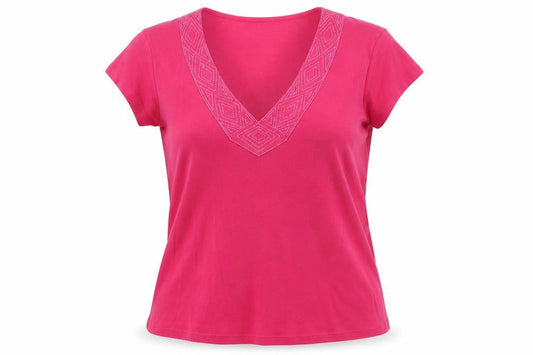 Marks and Spencer Womens Pink Cotton Basic Blouse Size 14 V-Neck
