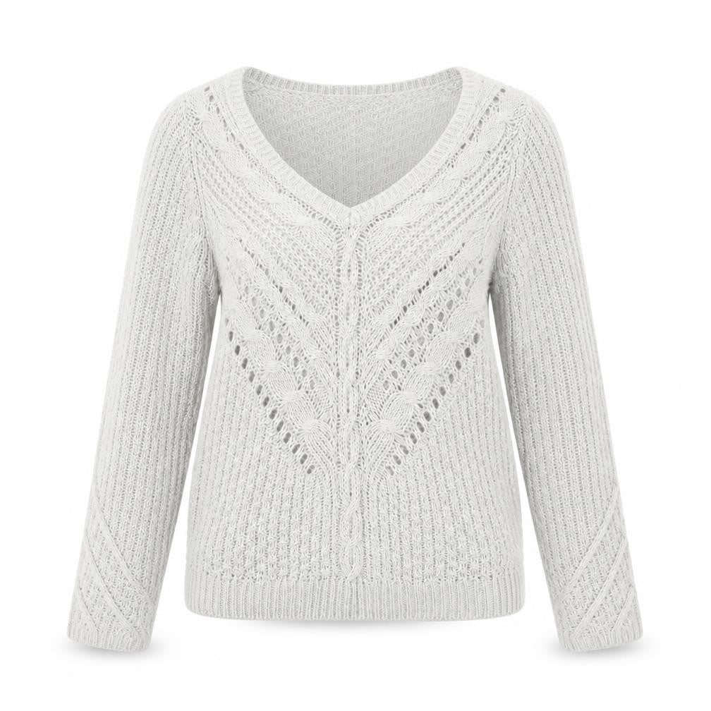 H&M Womens Grey V-Neck Acrylic Pullover Jumper Size S