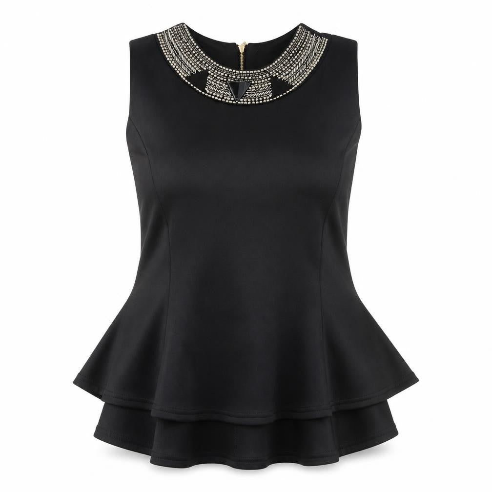 Signature Womens Black Polyester Basic Tank Size M Round Neck - Size M-L