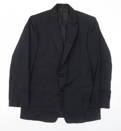 John Collier Mens Black Striped Polyester Jacket Suit Jacket Size 40 Regular