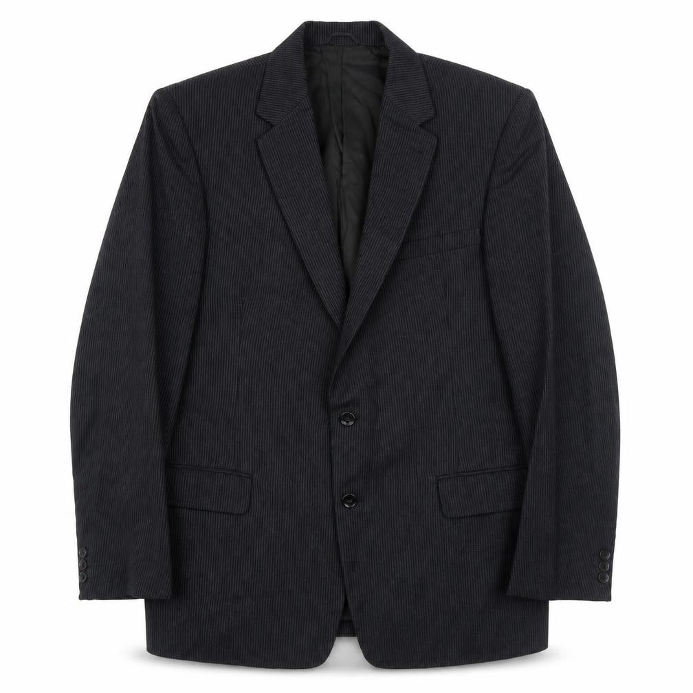 John Collier Mens Black Striped Polyester Jacket Suit Jacket Size 40 Regular