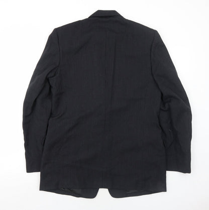 John Collier Mens Black Striped Polyester Jacket Suit Jacket Size 40 Regular